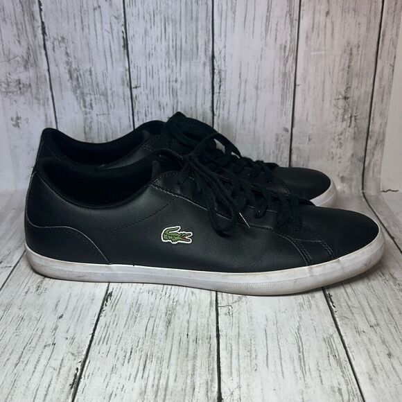 Lacoste Alligator Lerond Black White Leather Sneakers Shoes Men’s Size 13 - Picture 2 of 11